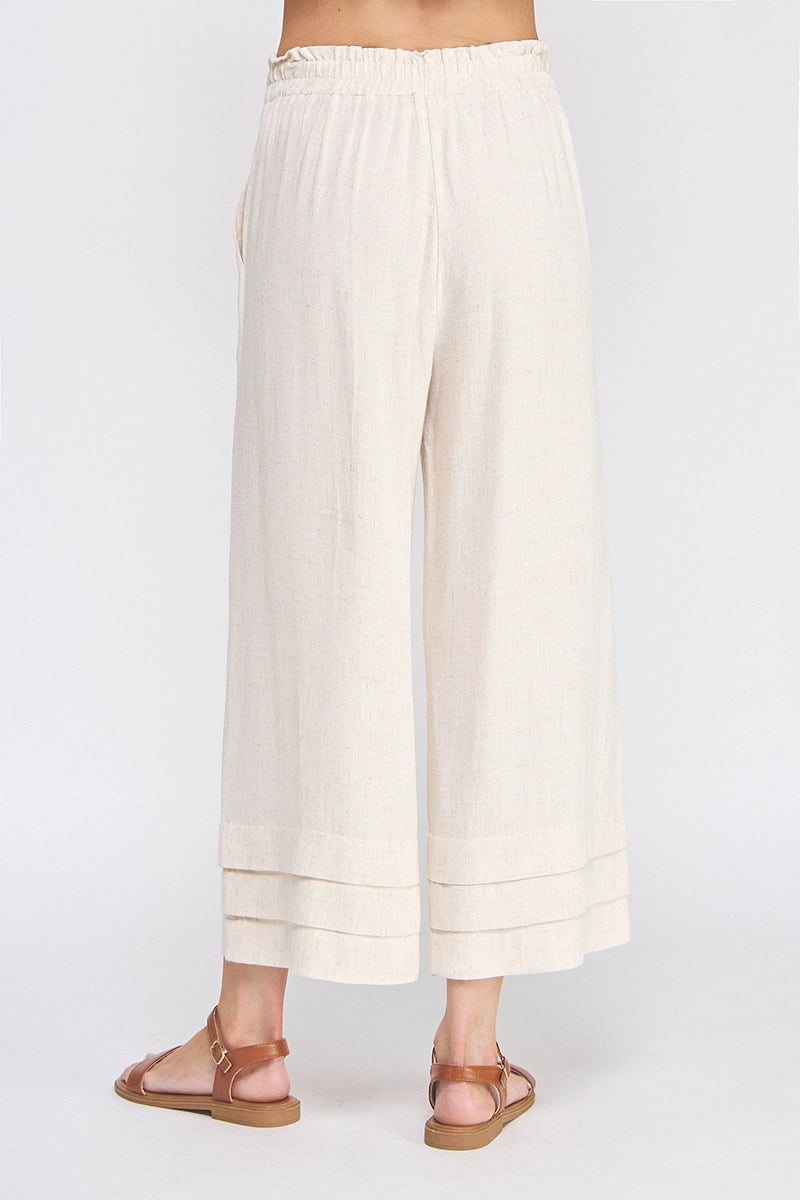 Cressy Wide Leg Tiered Hem Linen Pant