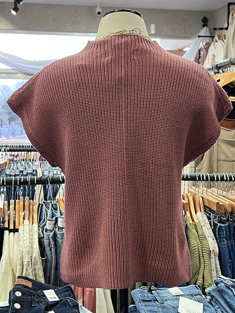 Andrea Knit Mock Neck Mod-Crop Sweater Top