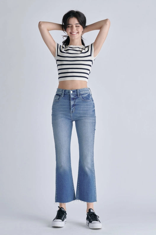 Tramp High Rise Crop Flare Jeans