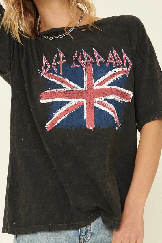 Def Leppard Union Jack Logo Distressed Graphic Tee