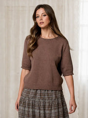 Cole Raw Edge Half Sleeve Sweater Knit Top