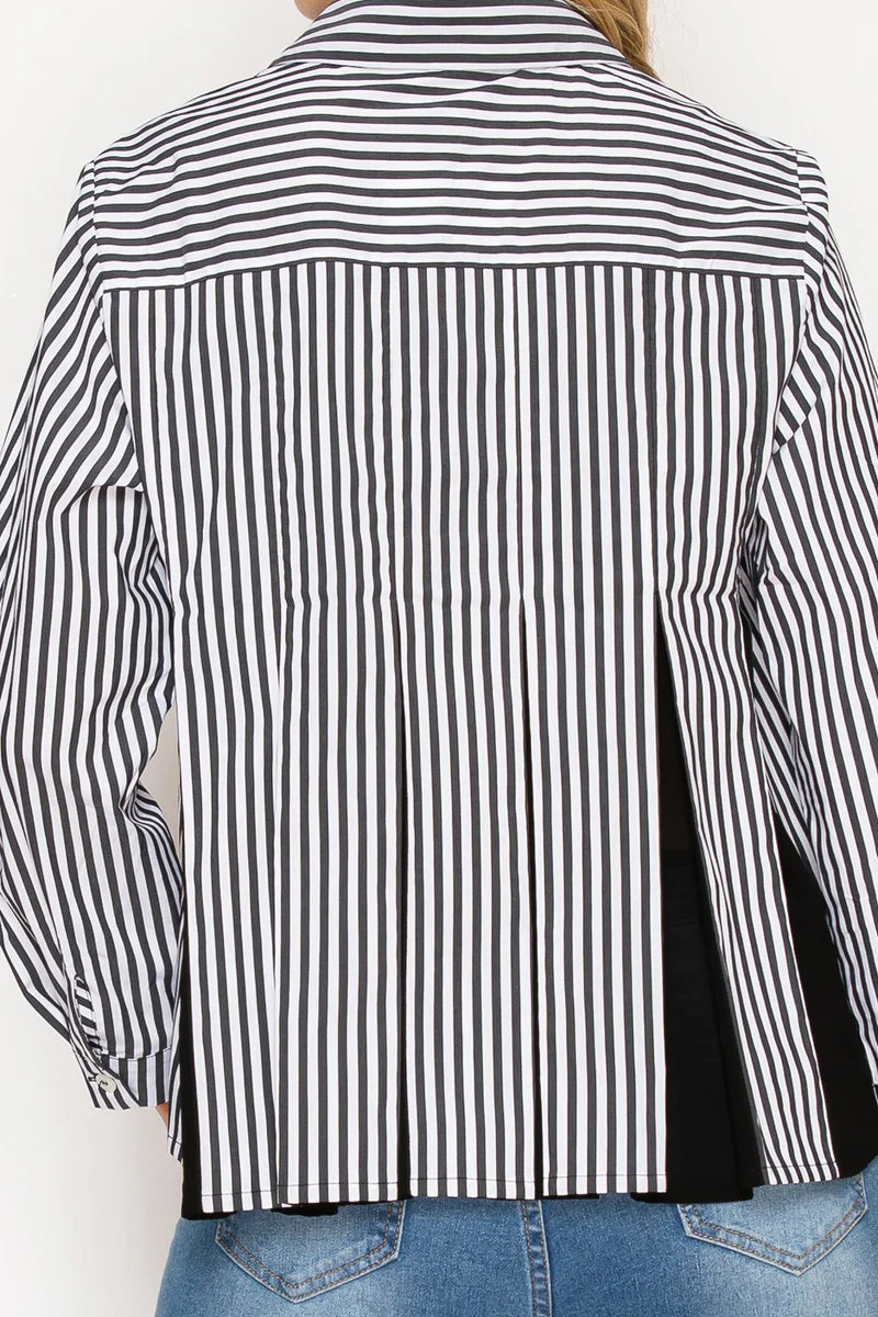 Jenn Back Pleated Button Front Shirt