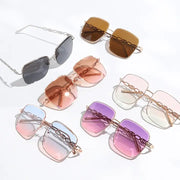 Top Gun II Colorful Lenses Gradient Aviator Sunglasses with Chain Detail