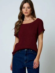 Perry Crew Neck Short Cap Sleeve Sweater