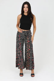 Elvira Black Multi Floral Flare Leg Pant