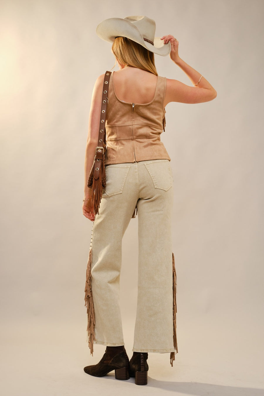 Pecos Sweetheart Fringe Neck Tank Top