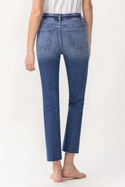 Clyde High Rise Slim Straight Raw Hem Ankle Crop Jeans