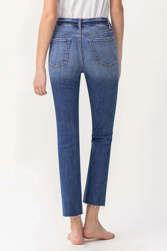 Clyde High Rise Slim Straight Raw Hem Ankle Crop Jeans