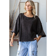 Justine Washed Knit Oversized Mod-Crop Top