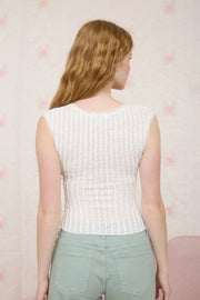 Bambi Ruffle Texture Ribbed Pattern Cap Sleeve Top