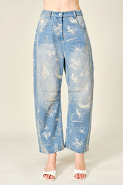 Buffalo Bill Mineral Washed Western Barrel Leg Crop Jeans