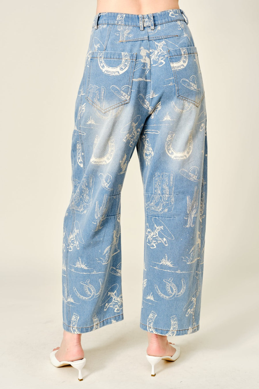 Buffalo Bill Mineral Washed Western Barrel Leg Crop Jeans