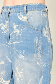 Buffalo Bill Mineral Washed Western Barrel Leg Crop Jeans