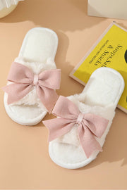 Bow Knot Decor Plush Slippers | US6-11: As shown / Standard / US6 (CN37)