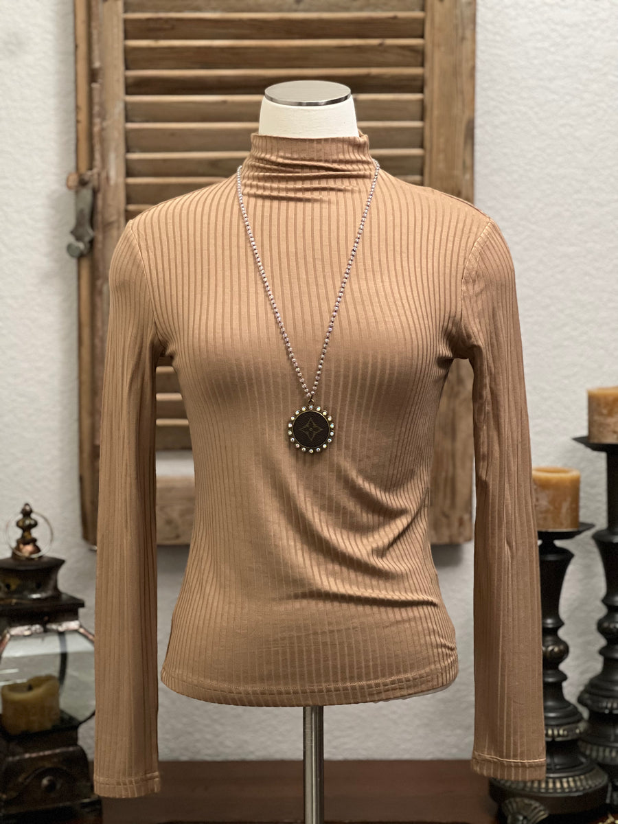 Carleigh Long Sleeve Ribbed Mock Neck Top