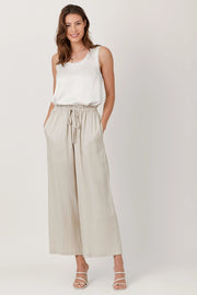 Pamela Drawstring Waist Linen Wide Leg Pants