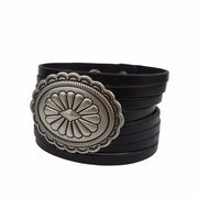 Western Concho Multi Strand Leather Cuff Bracelet