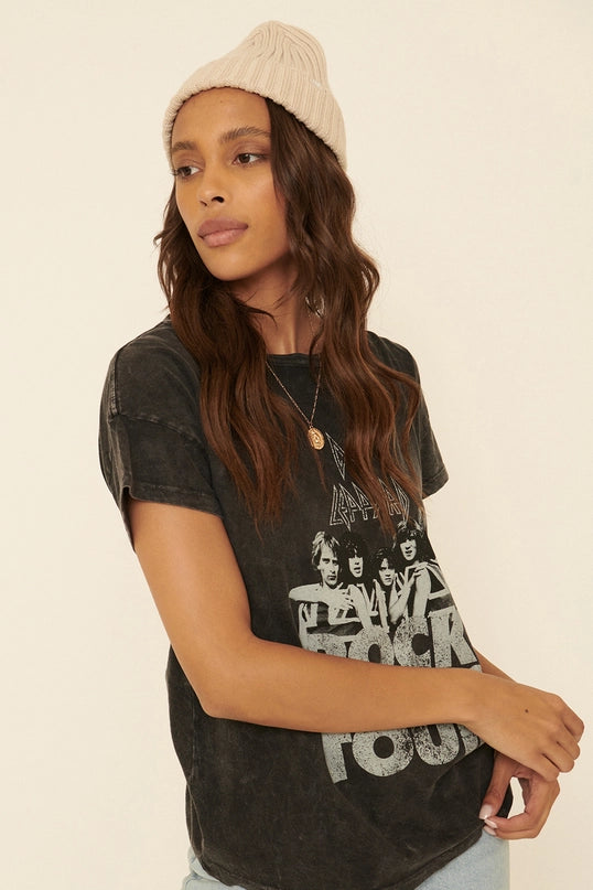 Def Leppard Rock Til You Drop Tour Logo & Band Graphic Tee
