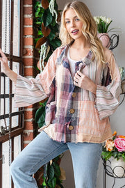 Augustine Mixed Plaid Button Down Shirt Top