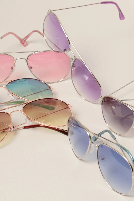 Jetstream Classic Lightweight Round Colored Lenses Aviator Sunglasses
