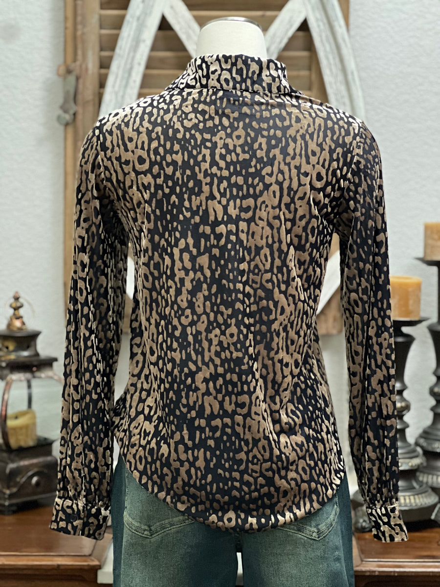 Valeigh Velvet Animal Print Burnout Long Sleeve Top