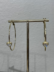 Radiance Crystal Heart & Gold Hoop  Earrings