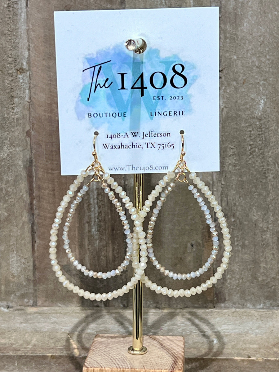 Crystal Beaded Double Teardrop Earrings