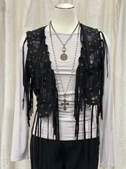 Saloon Lace & Eyelet Fringe Mini Vest