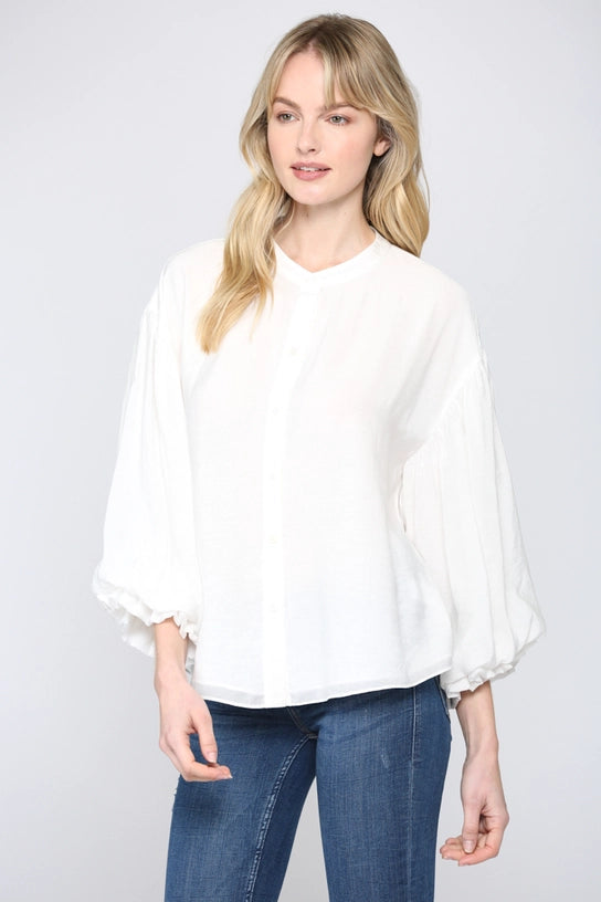 Elodie Puff Sleeve Button Down Shirt Blouse