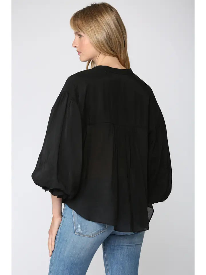 Elodie Puff Sleeve Button Down Shirt Blouse