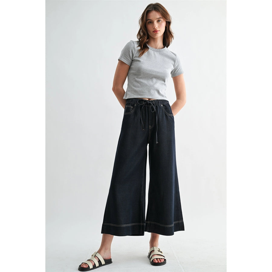 Happy Days High Rise Cropped Wide Leg Jogger by Mica Denim