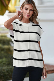 Vera Oversized Sleeveless Striped Sweater Tee