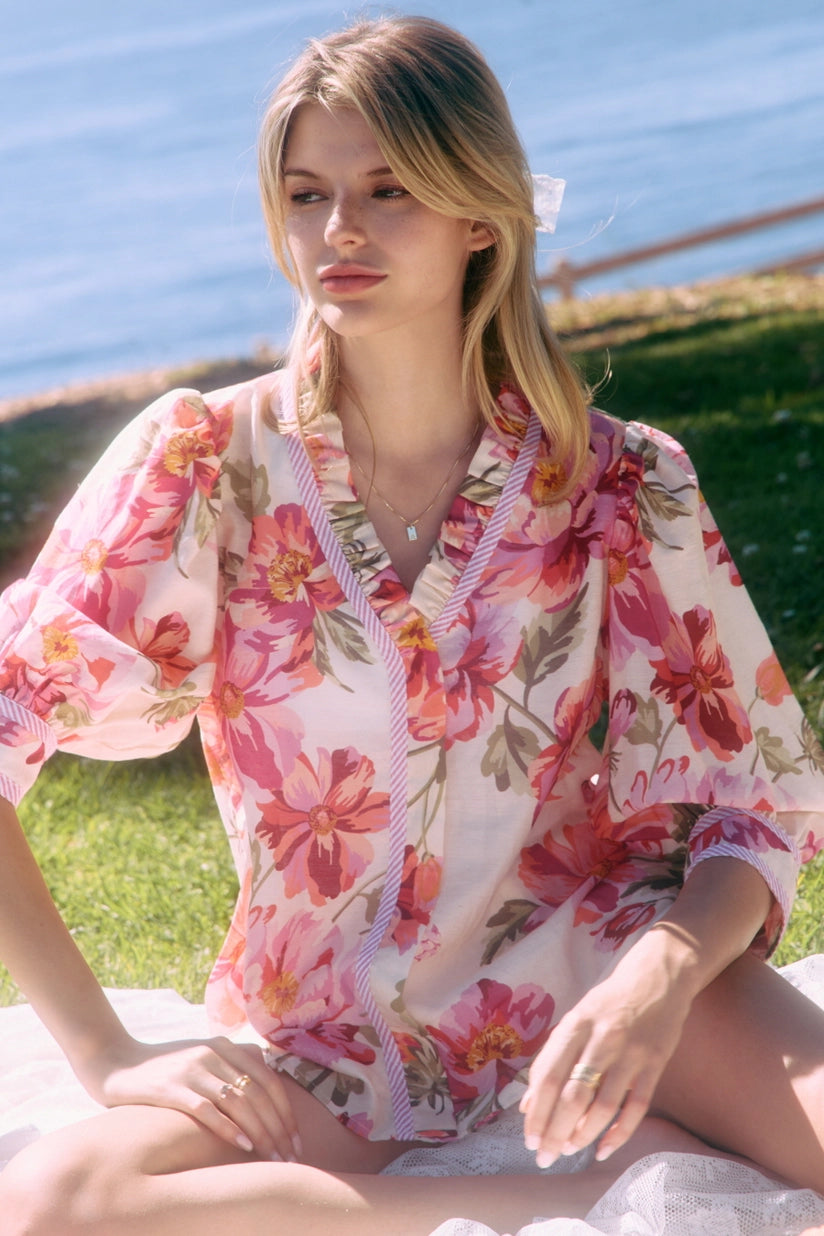 Bellissima Floral Printed Ruffle Top