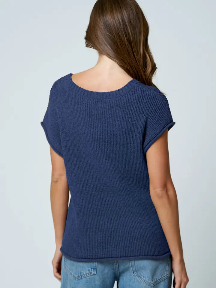 Perry Crew Neck Short Cap Sleeve Sweater