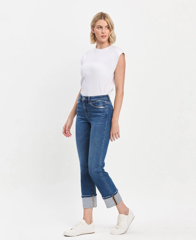 Prisoner High Rise Cuffed Slim Straight Ankle Jeans