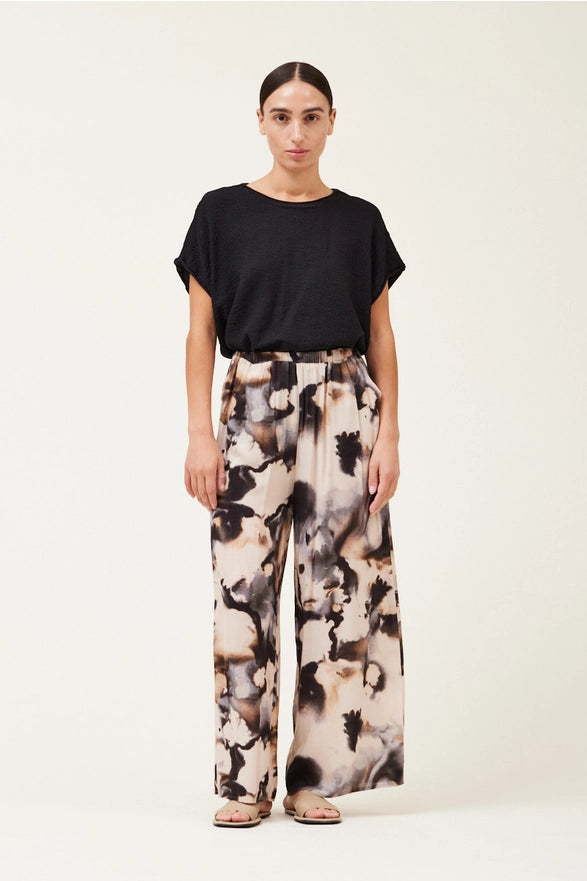 Smokey Swirl Print Wide Leg Pants