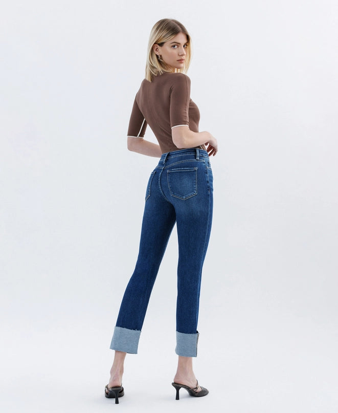 Seger High Rise Cuffed Slim Straight Ankle Crop Jeans