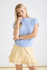 Tricia Mock Neck Short Sleeve Sweater Top