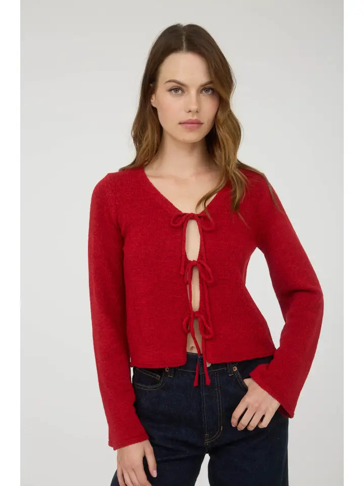 Ellen Three-Bow-Tie Front Cardigan