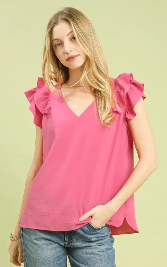 McCall Flutter Sleeve V-Neck Top