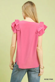 McCall Flutter Sleeve V-Neck Top