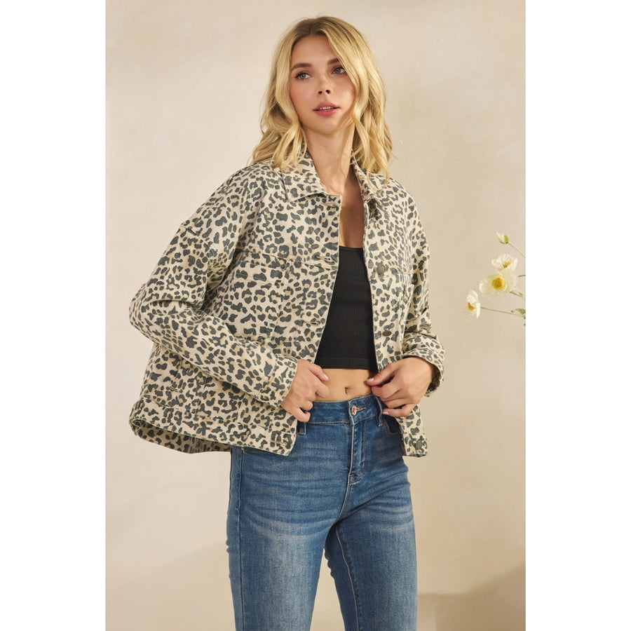 Leopard Print Denim Jacket