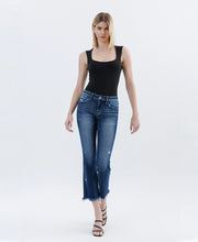 Low Rider Low-Rise Uneven Raw Hem Slim Straight Cropped Jeans