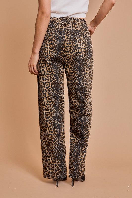 Nala Leopard Print Wide Leg Pants