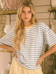 Tonia Stripe ColorBlock Short Sleeve Top