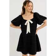 Bellamarie Textured Dress Bow-Tie Front Mini Dress
