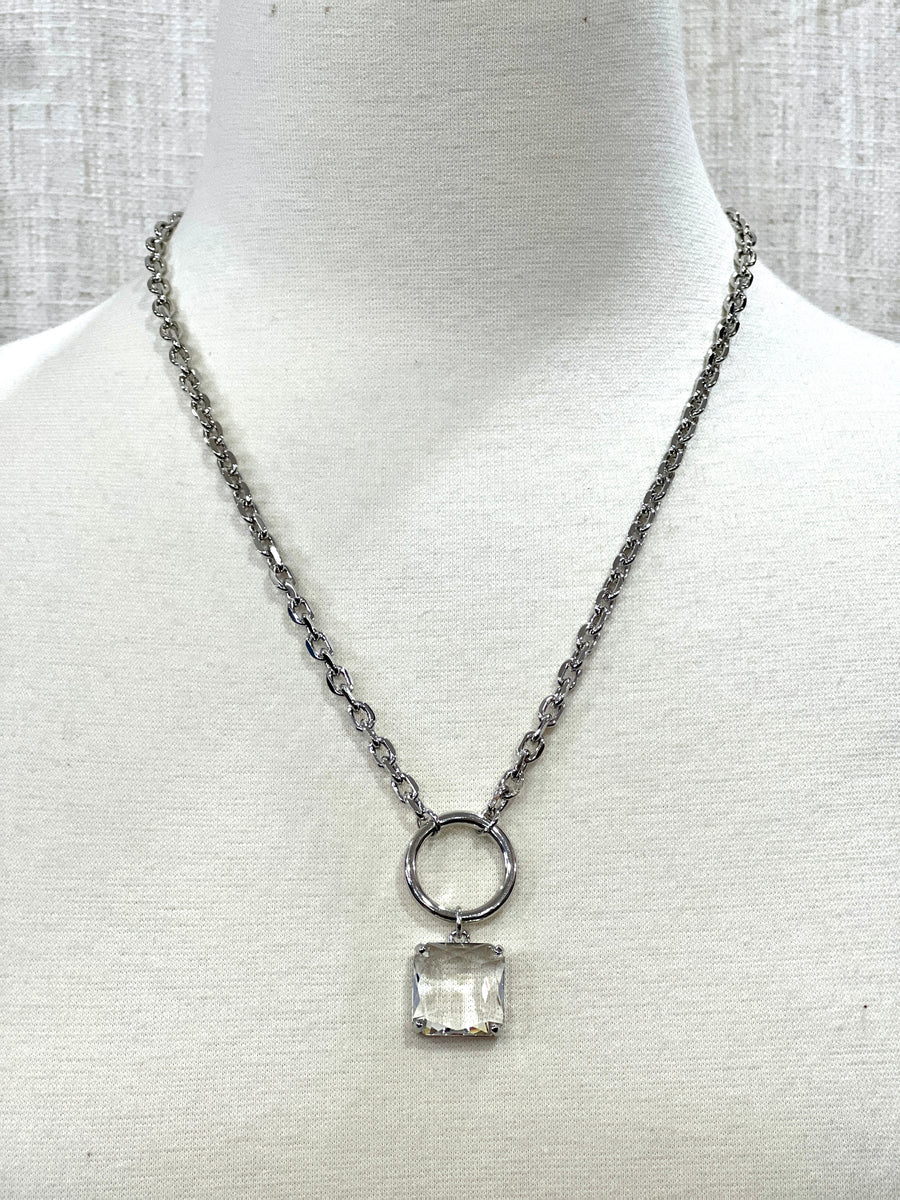 Meghan Browne Benny Silver & Clear Necklace