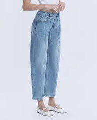 Troubadour High Rise Wide Barrel Leg Jeans with Waist Tie