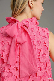 Sofie Embroidered Floral Lace Back Bow Top