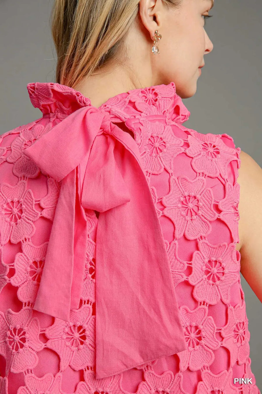 Sofie Embroidered Floral Lace Back Bow Top